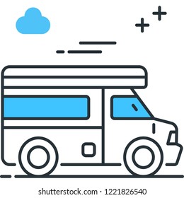 Outline icon of a campervan vector illustration