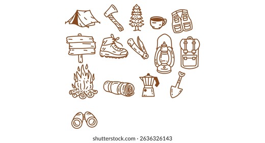 outline icon camping nature adventure illustration