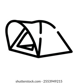 An outline icon of a camping tent, perfect for representing outdoor activities in a minimalistic style.