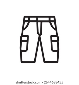 An outline icon of cargo pants showcasing a trendy design with functional pockets ideal for modern wardrobes versatile and fashionable