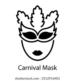 An outline icon of carnival mask 