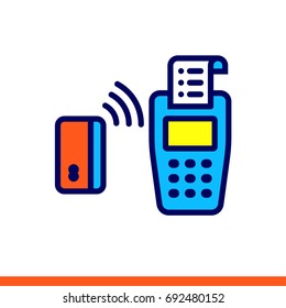 Outline icon cash register of finance, banking. Suitable for print design, presentation and design templates
