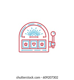 Outline icon of a casino slot machine can be used as the logo for the Internet casino. Machine for playing games of chance for money