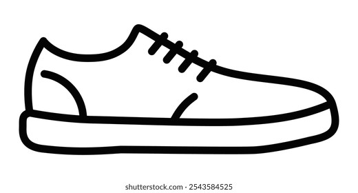 
Outline-Symbol eines lässigen Sneakerschuhs, perfekt für Schuhe. Bearbeitbarer Strich.