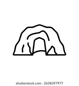 Icono de contorno de una abertura de cueva en el orificio de entrada