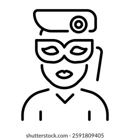 An outline icon of a character wearing fancy mask