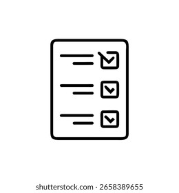 Outline icon a checklist with three completed items mark document