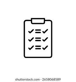 Outline icon a checklist with three rows checkmarks task