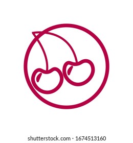 Icono de contorno de cereza. Icono de Rosa. baya dibujada a mano. 