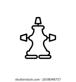 Outline icon chess king with connected elements strategy game