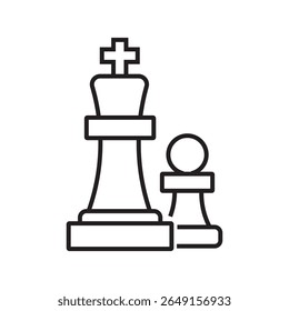 Outline icon of a chess piece, symbolizing strategic thinking and decision making in business planning. Editable stroke. Vector illustration.
