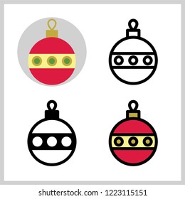Outline Icon of Christmas Bauble, Symbol of Merry Christmas, Filled Outline Pictogram Graphic for Web Design, Flat Vector Symbol for Winter Holiday