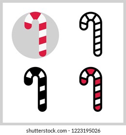 Outline Icon of Christmas Candy cane, Filled Outline Pictogram Graphic for Web Design, Symbol of Merry Christmas,  Flat Vector Symbol for Winter Holiday