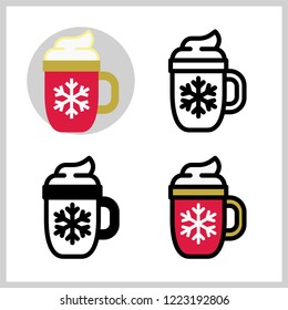 Outline Icon of Christmas Hot Drink, Filled Outline Pictogram Graphic for Web Design, Symbol of Merry Christmas,  Flat Vector Symbol for Winter Holiday