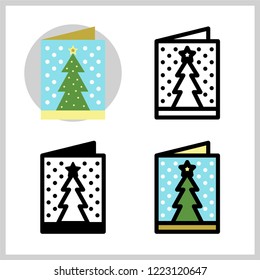 Outline Icon of Christmas Postcard, Symbol of Merry Christmas, Filled Outline Pictogram Graphic for Web Design, Flat Vector Symbol for Winter Holiday