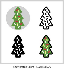 Outline Icon of Christmas Tree Cookie, Filled Outline Pictogram Graphic for Web Design, Symbol of Merry Christmas,  Flat Vector Symbol for Winter Holiday