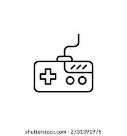 Outline Icon Of A Classic Retro Wired Video Game Controller Device Symbol