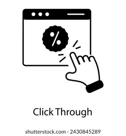 Un icono de contorno de clic a través