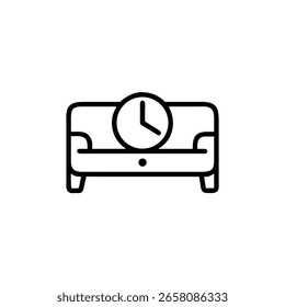 Outline icon a clock on a sofa time couch