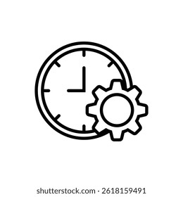 Outline icon of clock with settings