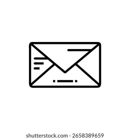Icono de contorno de un sobre cerrado con líneas Horizontales carta de correo