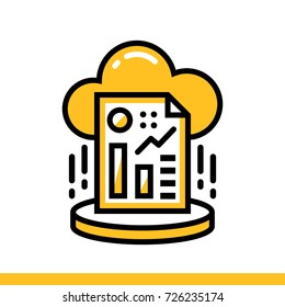 Outline icon Cloud reporting. Data science technology and machine learning process. Suitable for print, website and presentation