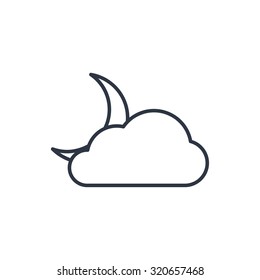 outline icon of cloudy night 