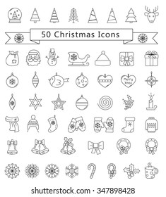 Outline icon collection - Christmas set