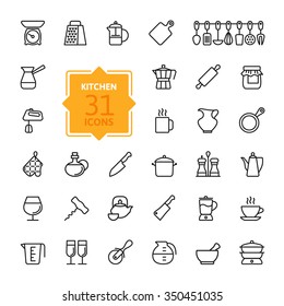 Outline icon collection - cooking, kitchen tools and utensils