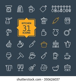 Outline icon collection - cooking, kitchen tools and utensils