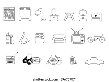 Outline icon collection furniture Decoration 