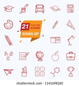 Outline icon collection - School education, 21 vector elements
