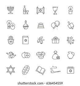 Colección de iconos de esquema - Símbolos de Hanukkah