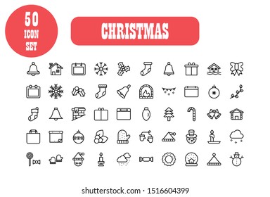 Outline icon collection,Christmas set , simple design vector icon.