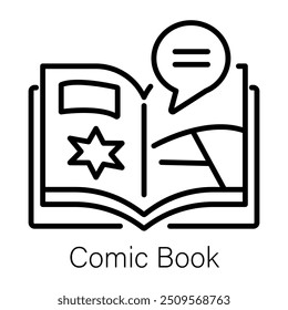 An outline icon of comic book 