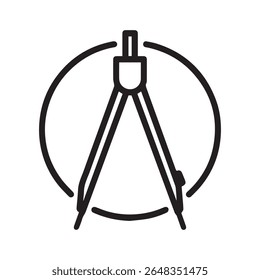 Outline Icon of Compass Drawing a Circle