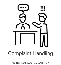 An outline icon of complaint handling desk 