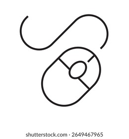 Outline icon of computer mouse. Represents digital navigation, pointer device, and essential computer accessory. Vector illustration, editable stroke.