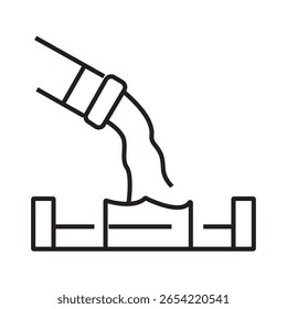 Outline icon of concreting tool or process, used in construction and building foundation work. Editable stroke, isolated on white. editable strokes. vector illustration
