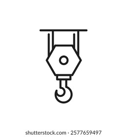 The outline icon of a construction crane symbolizes the renovation and construction industry, emphasizing its vital role in modern development and the ongoing progress in society today