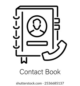 An outline icon of contact book 