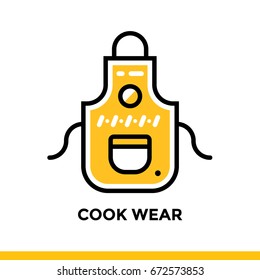 Outline icon COOK WEAR of bakery, cooking. Vector line icons suitable for info graphics, print media and interfaces