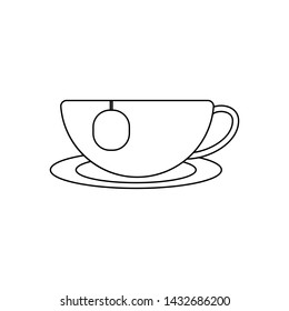 Outline icon cup of tea. Isolated on white background. Consept tea simple symbol. Vector illustration
