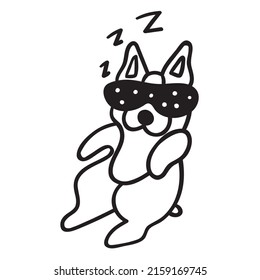 Outline icon. Cute sleeping dog. Vector illustration on white background.