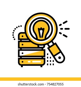 Outline Icon Data Insight. Data Science Technology And Machine Learning Process. Suitable For Print, Website And Presentation