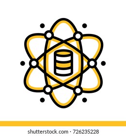 Outline icon Data science. Data science technology and machine learning process. Suitable for print, website and presentation