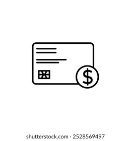 Ein Umrisssymbol einer Debitkarte, das Finanztransaktionen oder Bankdienstleistungen darstellt.