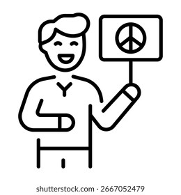 Ícone em destaque no protesto de demonstração com megafone
