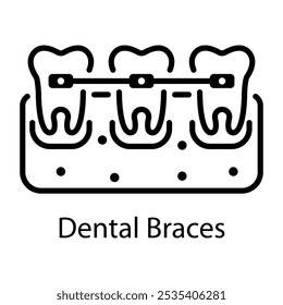 An outline icon of dental braces