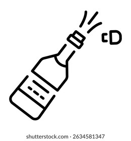 An outline icon depicting a champagne bottle 